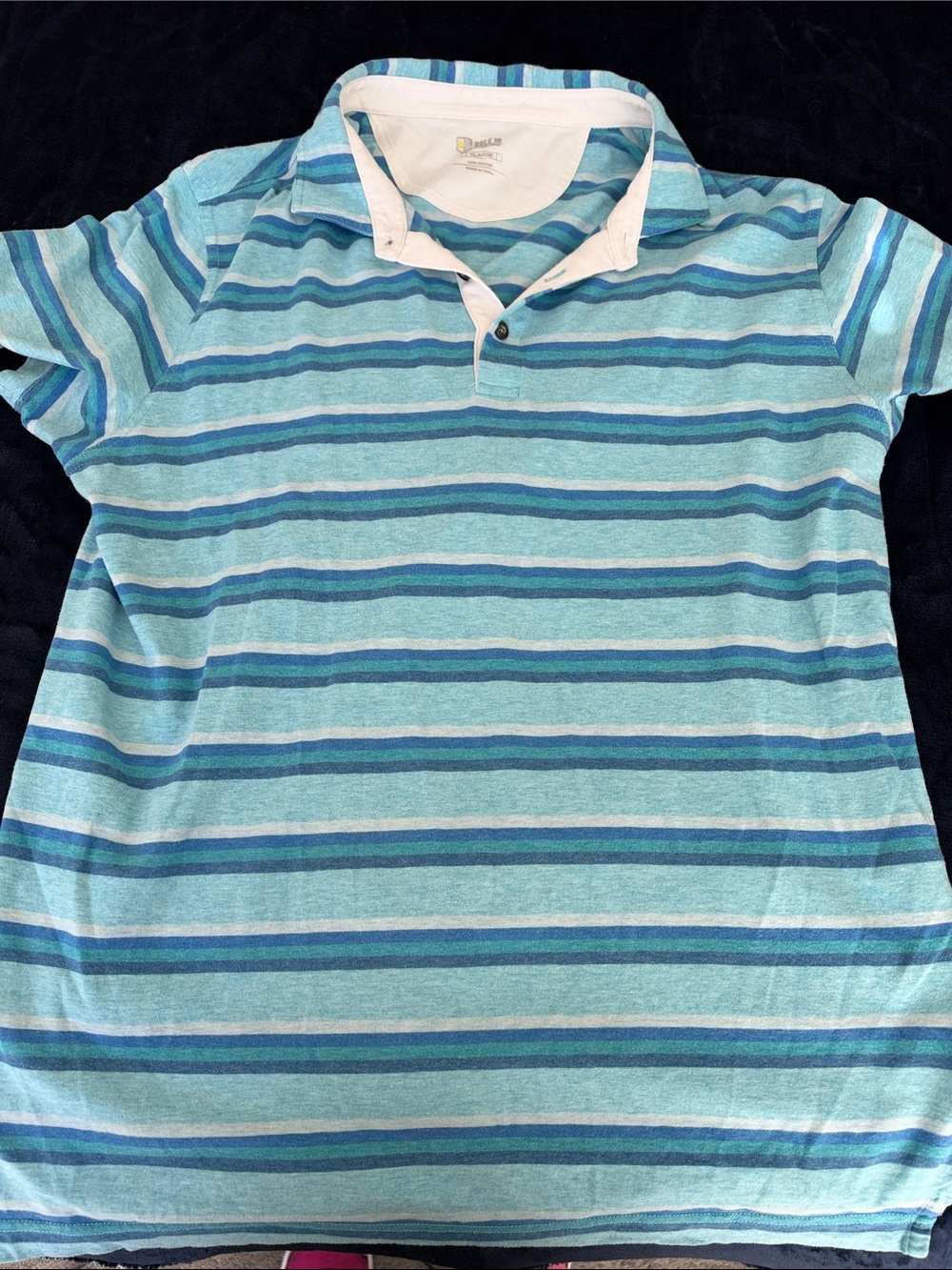 Men's Striped Light Teal Polo Shirt